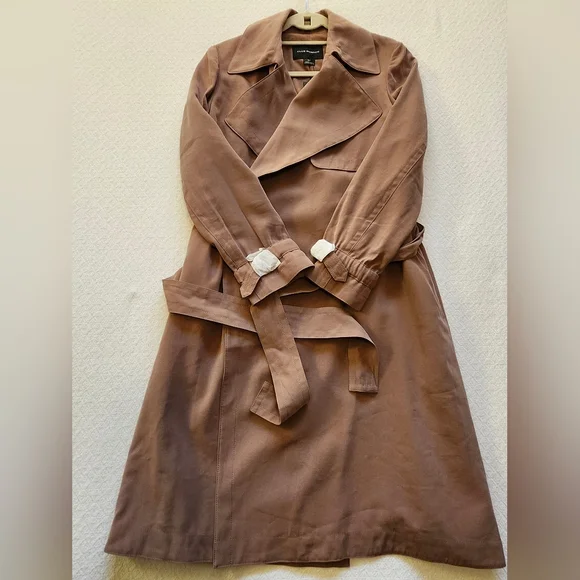 CLUB MONACO Elima Brown Trench Coat | Jacket with Belt. Size Small. NWT. - Picture 9 of 14